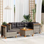 vidaXL Salon de jardin 6 Pièces avec coussins gris résine tressée