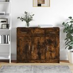 vidaXL Buffet chêne fumé 91x28x75 cm bois d'ingénierie