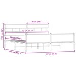 vidaXL Cadre de lit en métal sans matelas chêne fumé 180x200 cm
