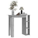 vidaXL Table de bar avec étagère Gris béton Bois d'ingénierie