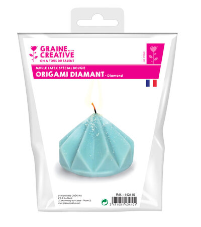 Moule à bougie en latex Origami diamant 8 cm