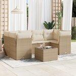 vidaXL Salon de jardin avec coussins 7 Pièces beige résine tressée