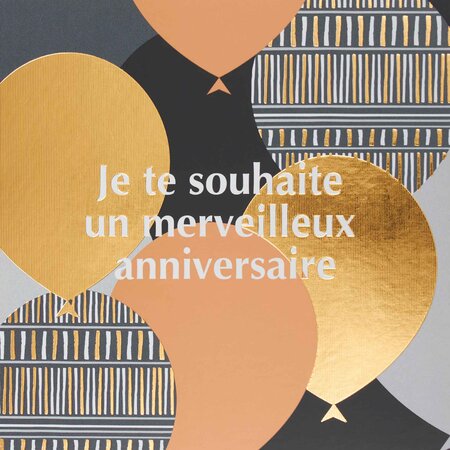 Carte anniversaire ballons or - draeger paris