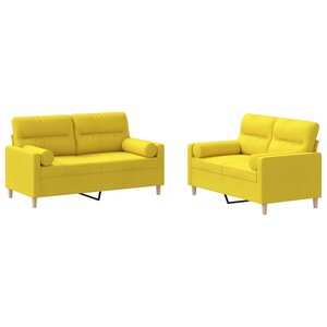 vidaXL Ensemble de canapés 2 Pièces avec coussins jaune clair tissu
