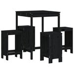 vidaXL Ensemble de bar de jardin 5 Pièces noir bois de pin massif
