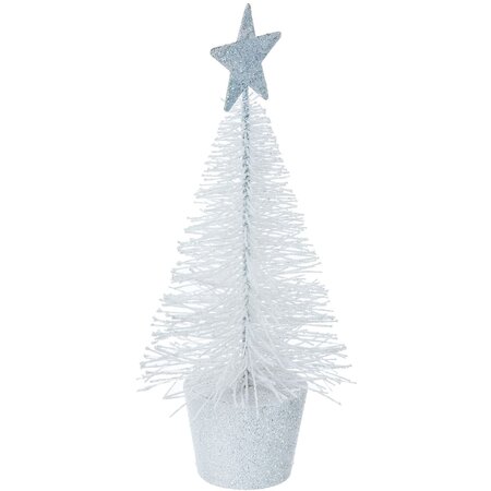 Féerie Christmas Sapin de Noël Pailletés - Blanc - 14cm (lot de 9)