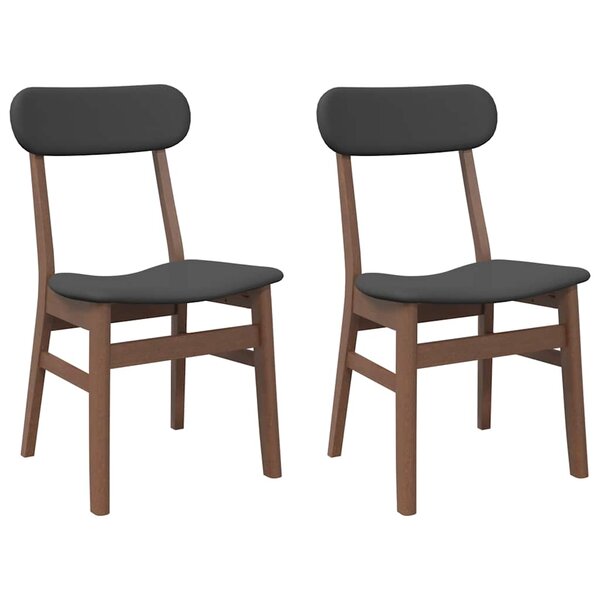 vidaXL Chaises à manger coussins 2 Pièces marron bois massif caoutchouc