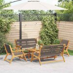 vidaXL Chaises de jardin avec table 5 Pièces Gris 90 x 45 x 40 cm