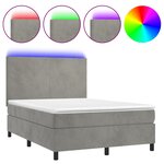 vidaXL Sommier à lattes de lit avec matelas LED Gris clair 140x200 cm