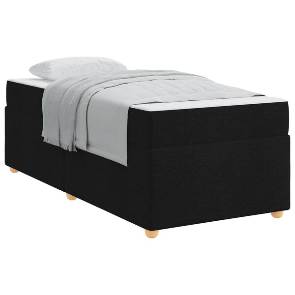 vidaXL Cadre de lit avec matelas Noir 90 x 200 cm tissu