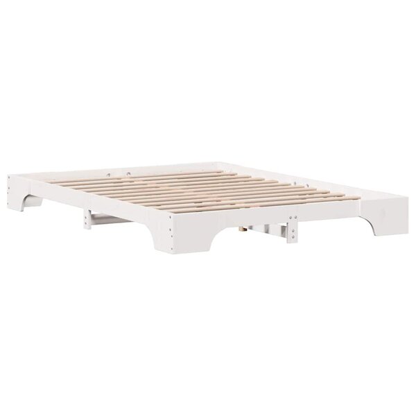vidaXL Cadre de lit Blanc 207 x 155.5 x 17 cm Bois massif en pin