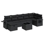 vidaXL Salon de jardin 8 Pièces avec coussins noir résine tressée