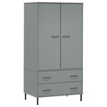 vidaXL Garde-robe avec pieds en métal Gris 90x55x172 5 cm Bois OSLO