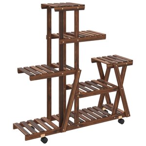 vidaXL Support à fleurs avec roues 95x25x101 cm bois massif de sapin