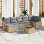 vidaXL Ensemble de canapé de jardin 8 Pièces Beige Poly rotin