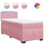 vidaXL Sommier à lattes de lit avec matelas Rose 100x200 cm Velours
