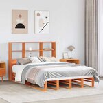 vidaXL Lit bibliothèque sans matelas cire marron 140x190cm bois massif