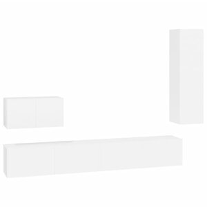 vidaXL Ensemble de meubles TV 4 Pièces Blanc Bois d'ingénierie