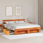 vidaXL Cadre de lit avec tête de lit Brun cire 180 x 200 cm Pin massif