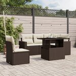 vidaXL Salon de jardin avec coussins 6 Pièces marron résine tressée