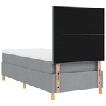 vidaXL Lit Box Spring avec Matelas et Lumière LED Gris clair 90x200 cm Tissu
