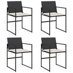 vidaXL Chaises de jardin lot de 4 avec coussins noir résine tressée
