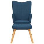 vidaXL Chaise à bascule avec tabouret Bleu Tissu