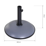 Pied de parasol rond base de lestage parasol Ø 45 x 36H cm poids net 20 Kg ciment PVC gris noir