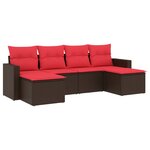 vidaXL Salon de jardin 6 Pièces avec coussins marron résine tressée
