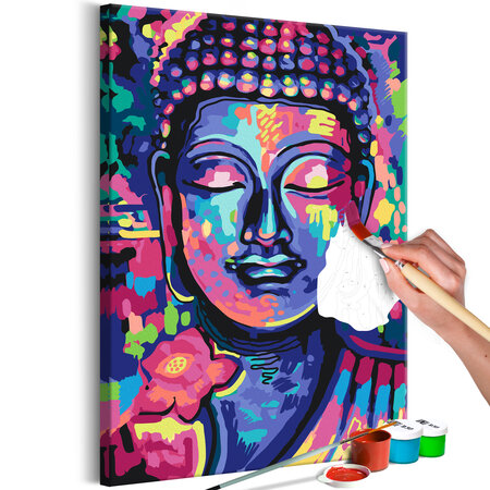 Tableau à peindre par soi-même - buddha's crazy colors l x h en cm 40x60