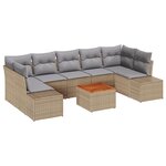 vidaXL Ensemble de Canapé de Jardin 8 pièces avec Coussins Beige Poly Rattan Acacia
