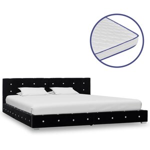 vidaXL Lit avec matelas à mémoire de forme Noir Velours 180 x 200 cm