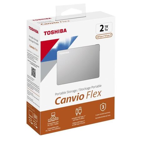 TOSHIBA - Disque dur externe - Canvio Flex - 2To - USB 3.2 / USB-C - 2,5  (HDTX120ESCAA) - La Poste