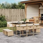 vidaXL Ensemble à manger de jardin et coussins 11 Pièces beige poly rotin