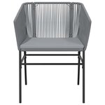 vidaXL Ensemble à manger jardin coussins 3 Pièces gris poly rotin verre
