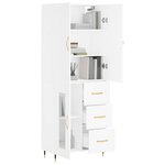 vidaXL Buffet haut Blanc 69 5x34x180 cm Bois d'ingénierie