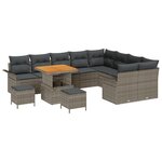 Ensemble de Sofa de Jardin vidaXL 12 Pièces avec Coussins Gris Rattan PE Acacia