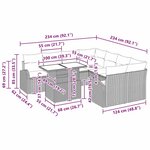 Ensemble de canapés de jardin 9 pièces avec coussins beige poly rotin