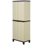 Outsunny Armoire de jardin armoire haute multi-rangements 2 portes 3 étagères réglables en hauteur 65L x 37l x 172H cm gris clair chocolat