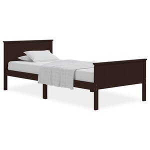 vidaXL Cadre de lit Marron foncé Bois de pin massif 90x200 cm