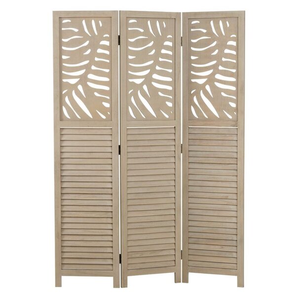 Paravent 3 pans bois beige pliable