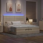VidaXL Cadre de lit ottoman avec matelas crème 200x200cm tissu