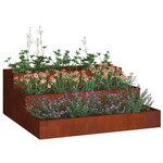 vidaXL Cache-pot de jardin Rouillé 90 x 90 x 35 cm Acier patiné