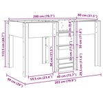 vidaXL Lit Superposé pour Enfants avec stockage Chêne noir 80 x 200 cm