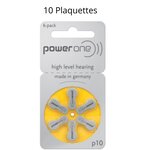 Piles auditives powerone p10 sans mercure  10 plaquettes