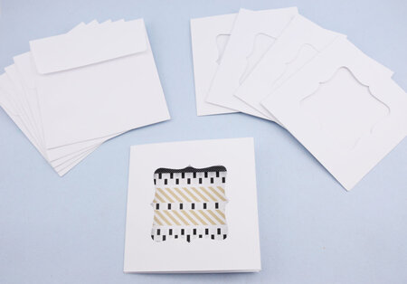 5 Cartes et enveloppe DIY blanches 13x13cm Cadre