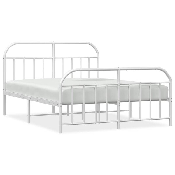 vidaXL Cadre de lit métal sans matelas et pied de lit blanc 150x200 cm