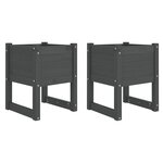 vidaXL Jardinières 2 Pièces Gris 40x40x52 5 cm Bois massif de pin