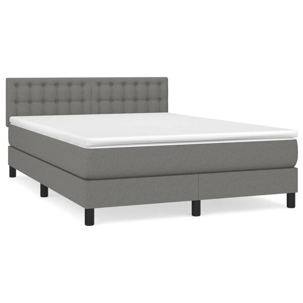 vidaXL Sommier à lattes de lit avec matelas Gris foncé 140x200cm Tissu