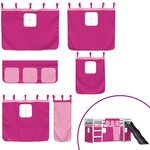 vidaXL Lit superposé avec toboggan et rideaux rose 90x200 cm